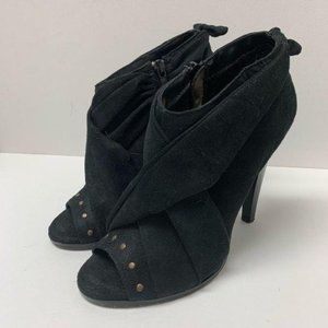Shoedazzle Black Faux Suede Heeled Bootie 7